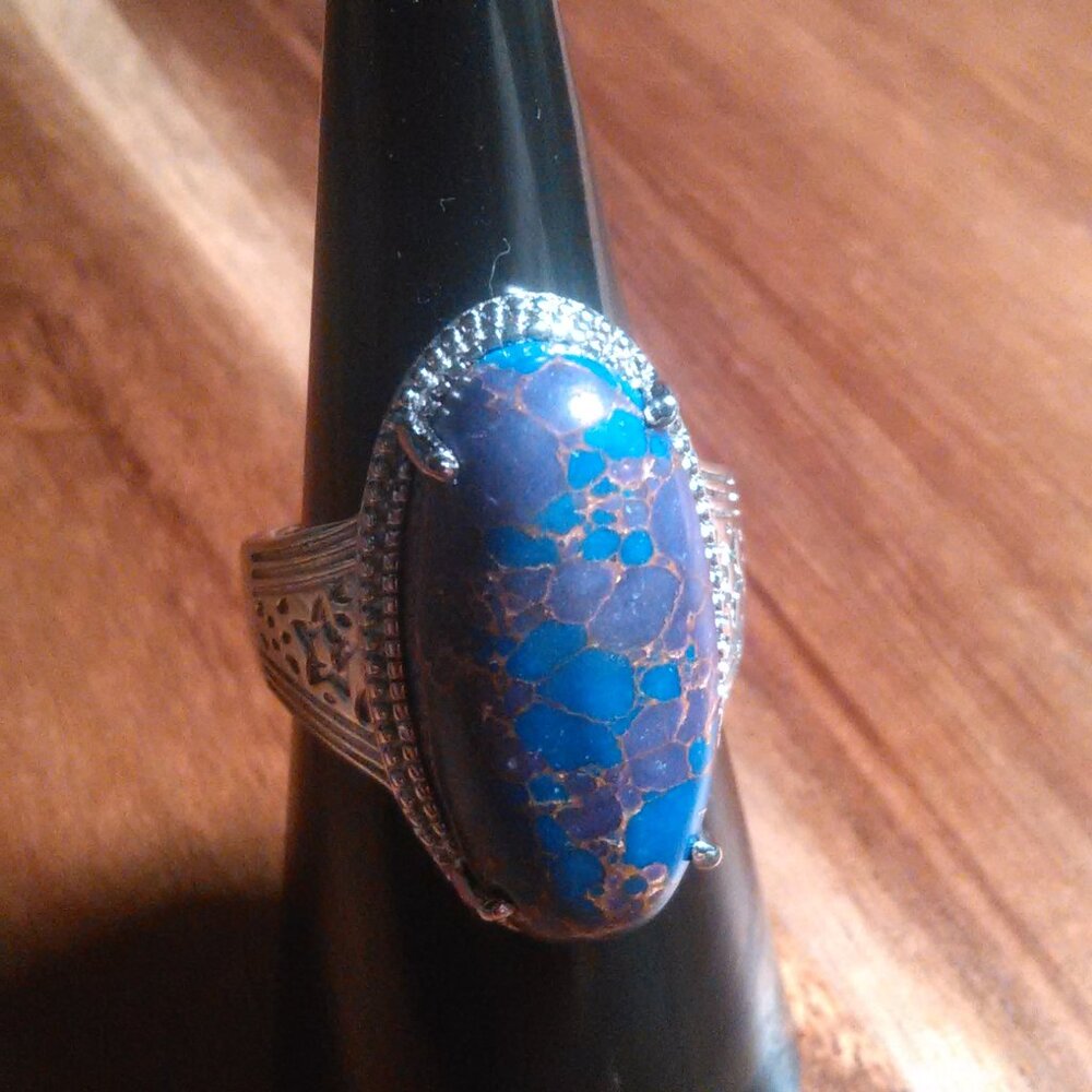 Mojave Purple Turquoise Solitaire Stainless Steel Ring (Size 6) - Picture 13 of 16